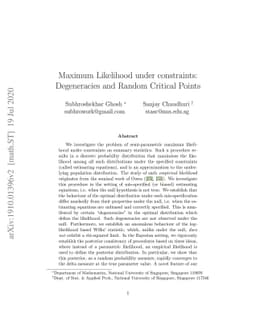 Maximum Likelihood under constraints: Degeneracies and Random Critical
  Points