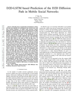 D2D-LSTM based Prediction of the D2D Diffusion Path in Mobile Social
  Networks