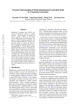 Towards Understanding of Medical Randomized Controlled Trials by
  Conclusion Generation