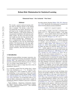 Robust Risk Minimization for Statistical Learning