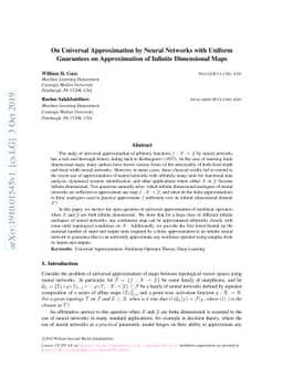 On Universal Approximation by Neural Networks with Uniform Guarantees on
  Approximation of Infinite Dimensional Maps