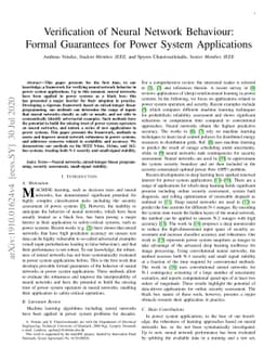 Verification of Neural Network Behaviour: Formal Guarantees for Power
  System Applications