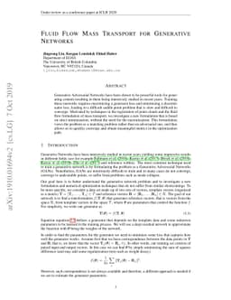 Fluid Flow Mass Transport for Generative Networks