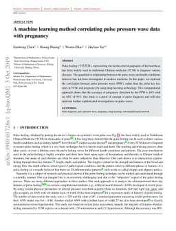 A machine learning method correlating pulse pressure wave data with
  pregnancy