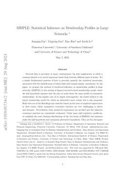 SIMPLE: Statistical Inference on Membership Profiles in Large Networks