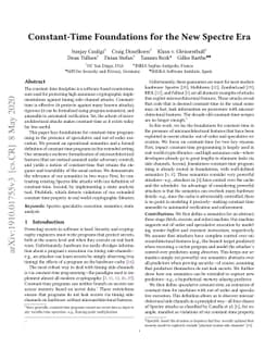Constant-Time Foundations for the New Spectre Era