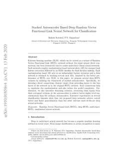 Stacked Autoencoder Based Deep Random Vector Functional Link Neural
  Network for Classification