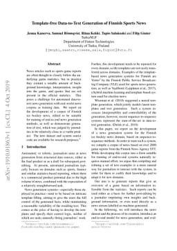 Template-free Data-to-Text Generation of Finnish Sports News