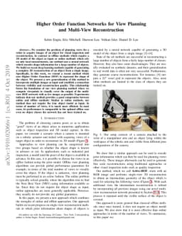 Higher Order Function Networks for View Planning and Multi-View
  Reconstruction