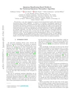 Quantum Hamiltonian-Based Models and the Variational Quantum Thermalizer
  Algorithm