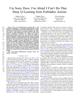 I'm sorry Dave, I'm afraid I can't do that, Deep Q-learning from
  forbidden action