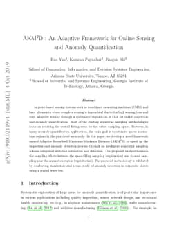 AKM$^2$D : An Adaptive Framework for Online Sensing and Anomaly
  Quantification