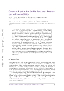 Quantum Physical Unclonable Functions: Possibilities and Impossibilities
