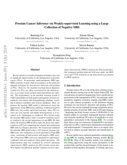 Prostate cancer inference via weakly-supervised learning using a large
  collection of negative MRI