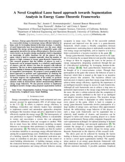 A Novel Graphical Lasso based approach towards Segmentation Analysis in
  Energy Game-Theoretic Frameworks