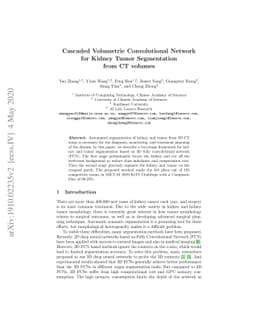 Cascaded Volumetric Convolutional Network for Kidney Tumor Segmentation
  from CT volumes