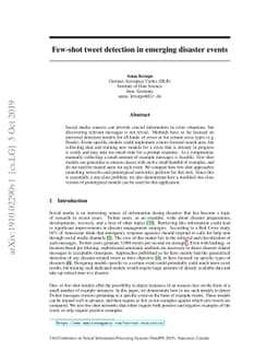 Few-shot tweet detection in emerging disaster events