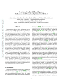 Covariance-free Partial Least Squares: An Incremental Dimensionality
  Reduction Method