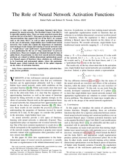 The Role of Neural Network Activation Functions