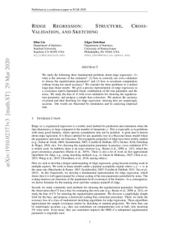Ridge Regression: Structure, Cross-Validation, and Sketching
