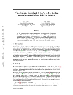 Transforming the output of GANs by fine-tuning them with features from
  different datasets