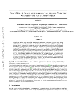 ChaosNet: A Chaos based Artificial Neural Network Architecture for
  Classification