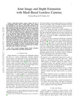 Joint Image and Depth Estimation with Mask-Based Lensless Cameras