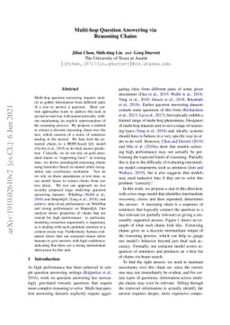 Multi-hop Question Answering via Reasoning Chains