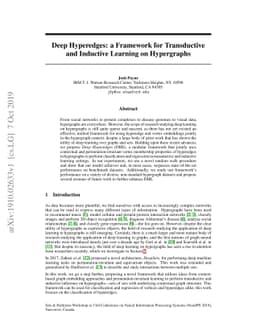 Deep Hyperedges: a Framework for Transductive and Inductive Learning on
  Hypergraphs
