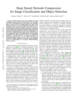 Deep Neural Network Compression for Image Classification and Object
  Detection