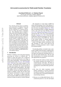 Adversarial reconstruction for Multi-modal Machine Translation