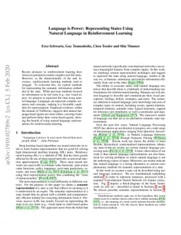 Language is Power: Representing States Using Natural Language in
  Reinforcement Learning