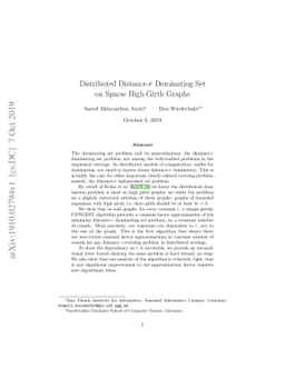 Distributed Distance-$r$ Dominating Set on Sparse High-Girth Graphs