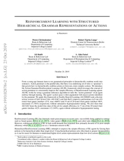 Reinforcement Learning with Structured Hierarchical Grammar
  Representations of Actions