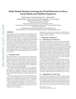 Multi-Modal Machine Learning for Flood Detection in News, Social Media
  and Satellite Sequences