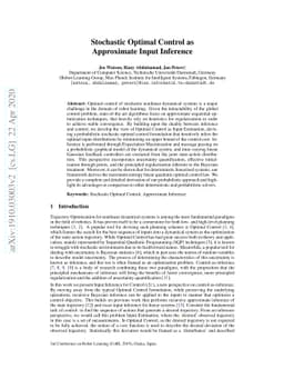 Stochastic Optimal Control as Approximate Input Inference