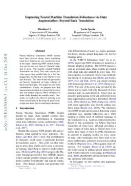 Improving Neural Machine Translation Robustness via Data Augmentation:
  Beyond Back Translation