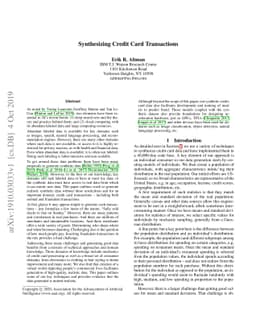 Synthesizing Credit Card Transactions