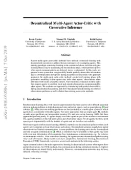 Decentralized Multi-Agent Actor-Critic with Generative Inference
