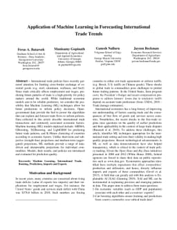 Application of Machine Learning in Forecasting International Trade
  Trends