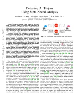 Detecting AI Trojans Using Meta Neural Analysis