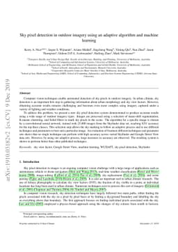 Sky pixel detection in outdoor imagery using an adaptive algorithm and
  machine learning
