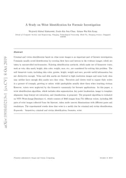 A Study on Wrist Identification for Forensic Investigation