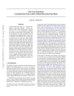 Peer Loss Functions: Learning from Noisy Labels without Knowing Noise
  Rates