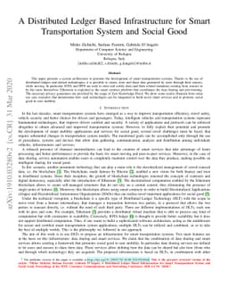 A Distributed Ledger Based Infrastructure for Smart Transportation
  System and Social Good