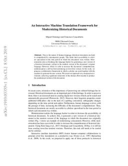 An Interactive Machine Translation Framework for Modernizing Historical
  Documents