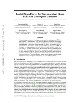 Implicit Neural Solver for Time-dependent Linear PDEs with Convergence
  Guarantee