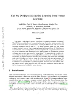 Can We Distinguish Machine Learning from Human Learning?