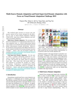 Multi-Source Domain Adaptation and Semi-Supervised Domain Adaptation
  with Focus on Visual Domain Adaptation Challenge 2019