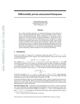 Differentially private anonymized histograms